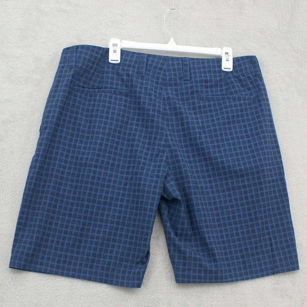 Callaway‎ Mens Blue Grid Print Stretch Golf Shorts Size 38 Flat Front Athletic